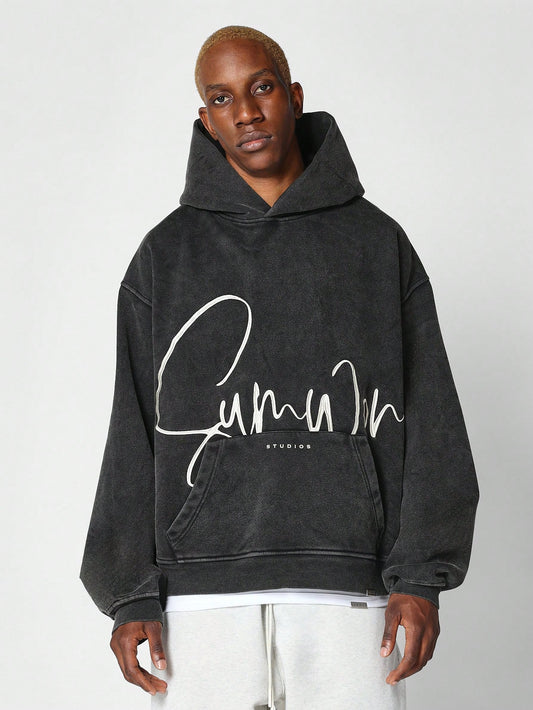 Overhead Washed Hoodie With Front And Back Embroidery