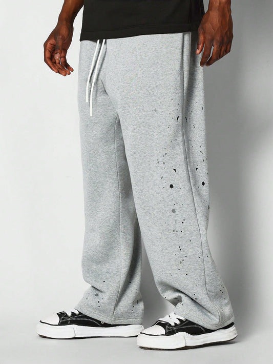 Flare Fit Jogger With Paint Print
