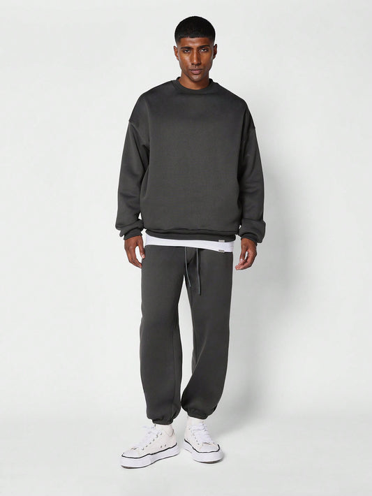 Oversized Fit Side Pocket Entry Sweatshirt With 90s Jogger 2 Piece Set