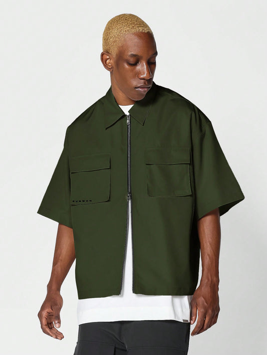 Zip Through Shirt With Patch Pockets