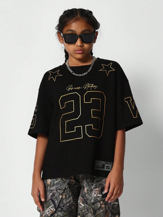Kids Unisex Oversized Fit With Gold Foil Print