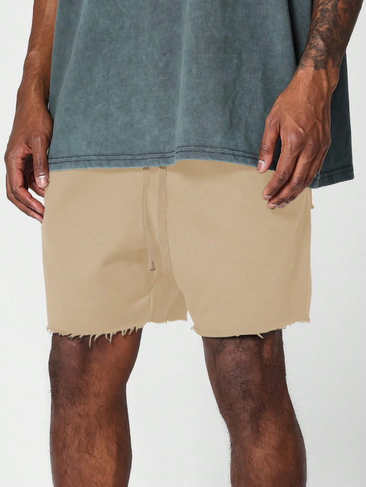 Drop Crotch Raw Edge Shorts