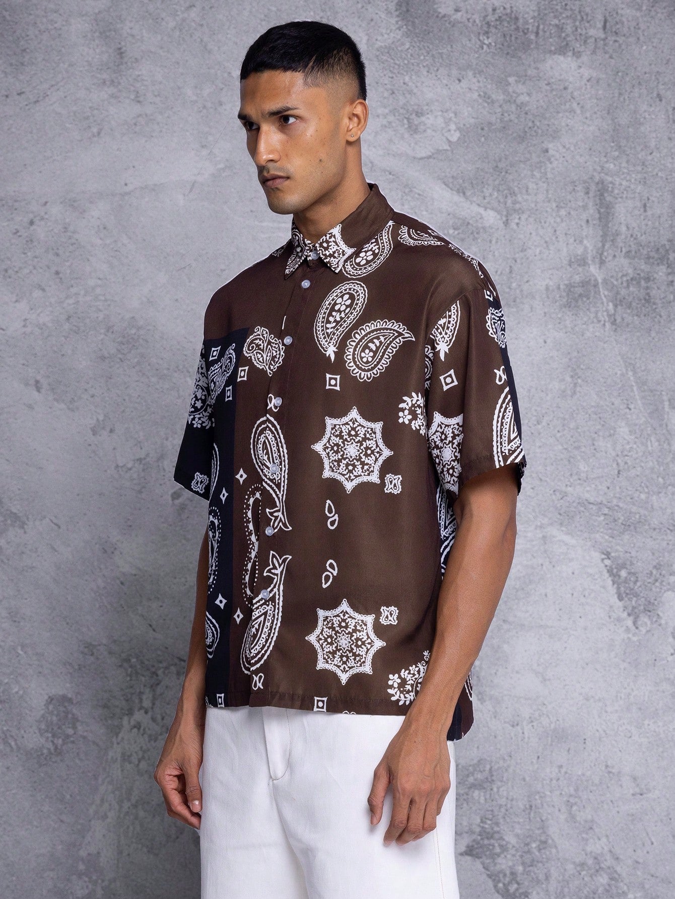 Short Sleeve Shirt With Paisley Print