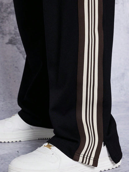 Straight Leg Jogger With Side Tape And Zip Hem