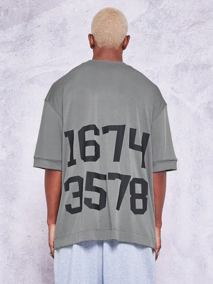 Oversized Tee With Numbers Print