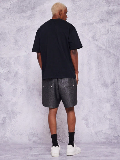 PU Shorts With Back Patch Pockets