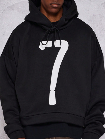 Boxy Fit Hoodie With Number Print