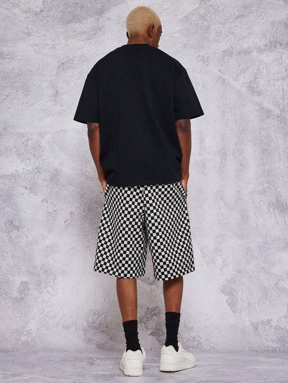 Oversized Skater Short In Checkerboard Fabric