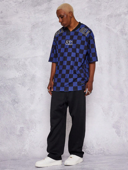 Hockey Tee With Checkerboard Print