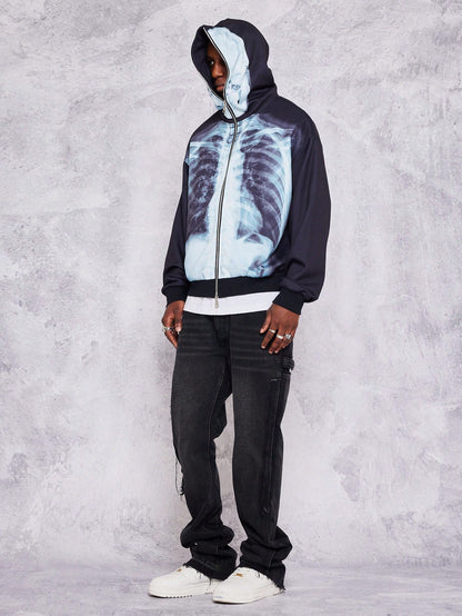 Zip Up Hoodie with X-Ray Print