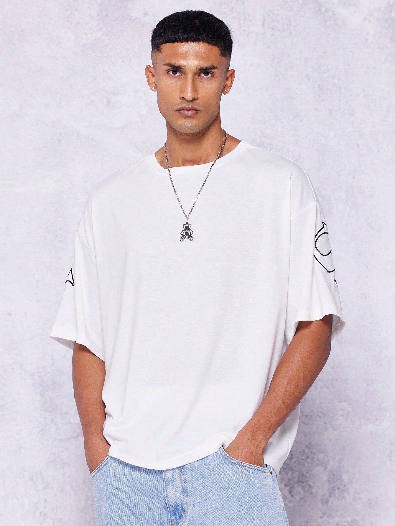 Oversized Fit Tee With Back Logo Embroidery