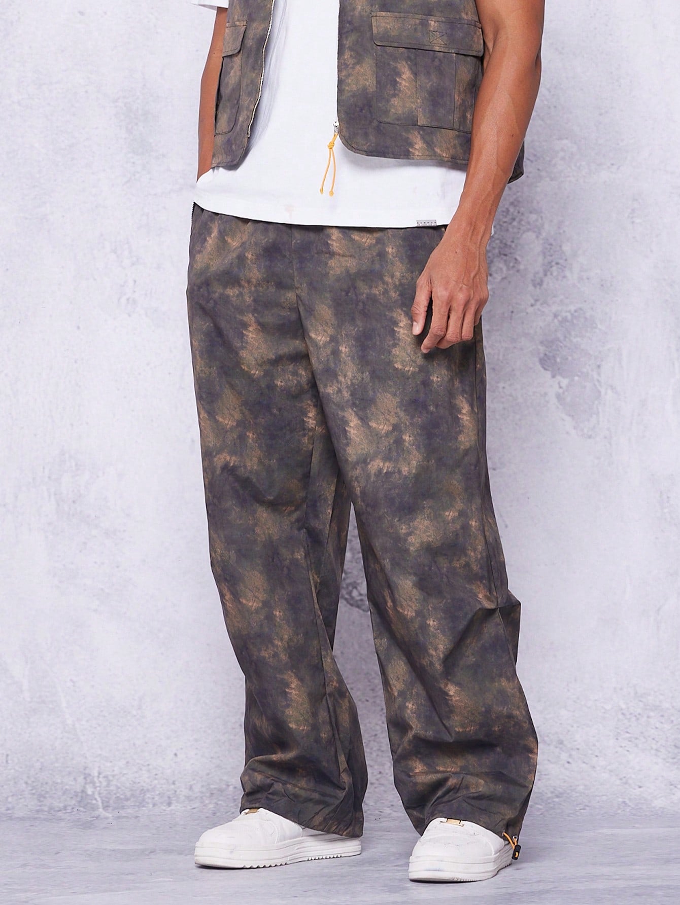 Straight Fit Nylon Jogger With All Over Print