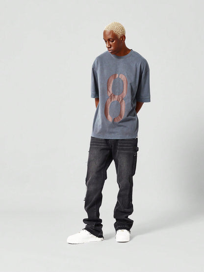 Oversized Fit Washed Tee With Number Print