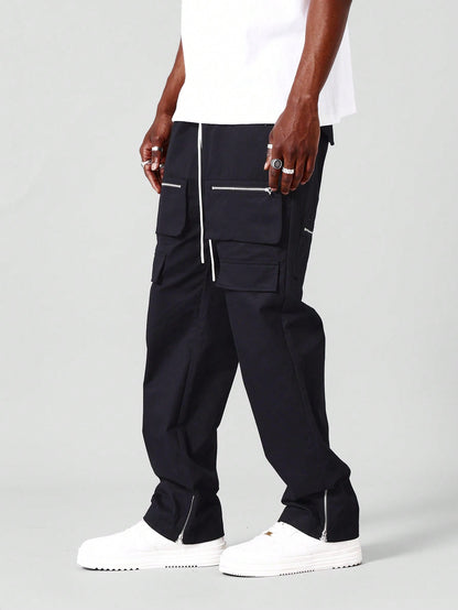 Straight Fit Cargo Trouser With Zip Detail