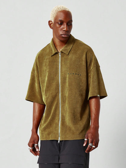 Zip Through Textured Shirt