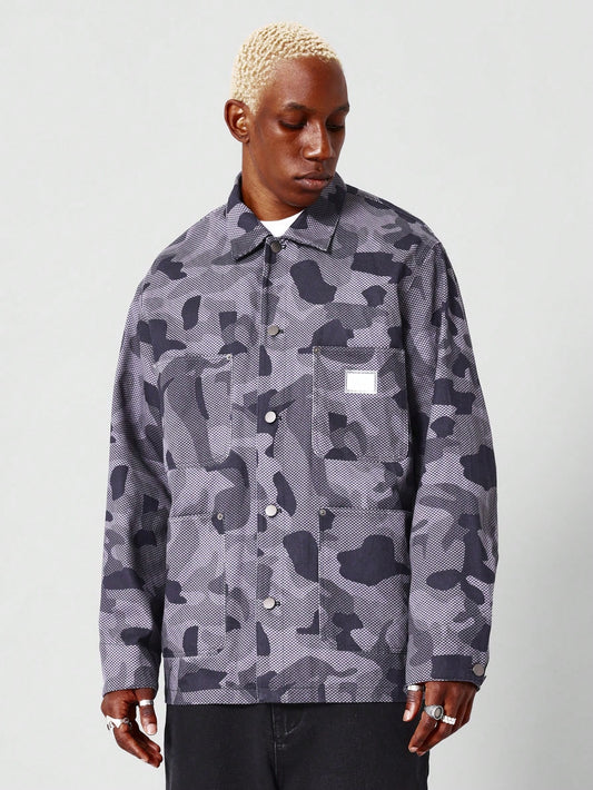 Chore Jacket With Camo Print