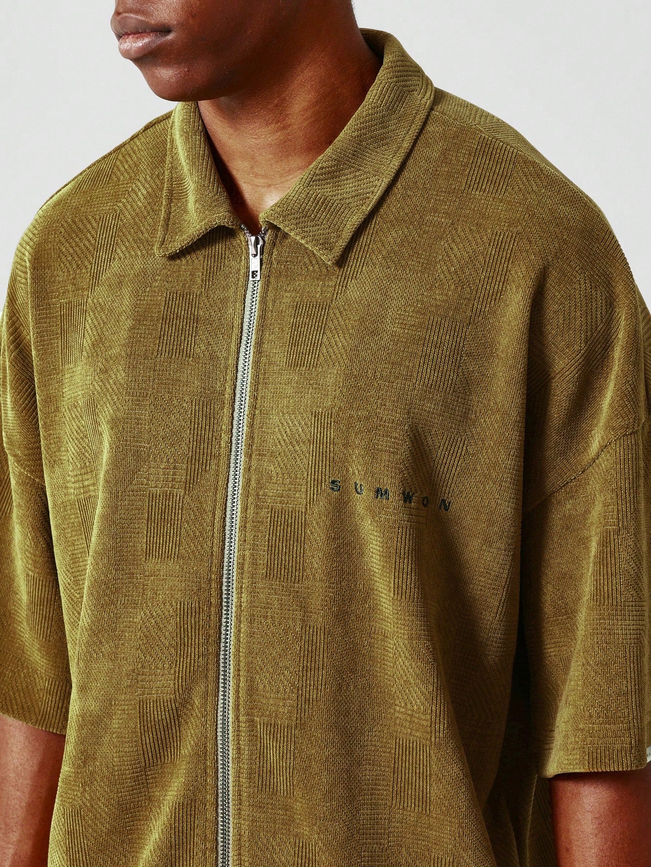 Zip Through Textured Shirt