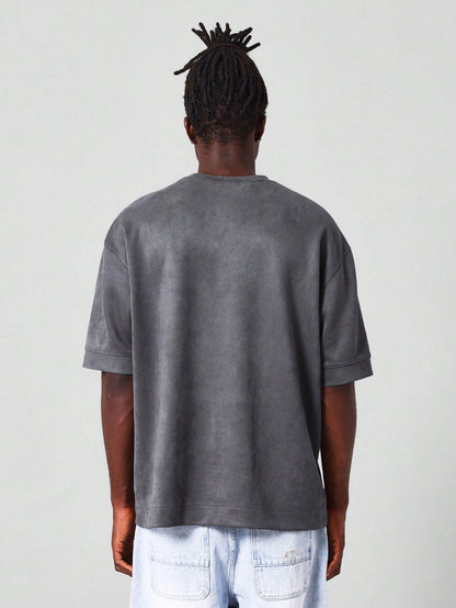 Oversized Fit Essential Suedette Short Sleeve Tee