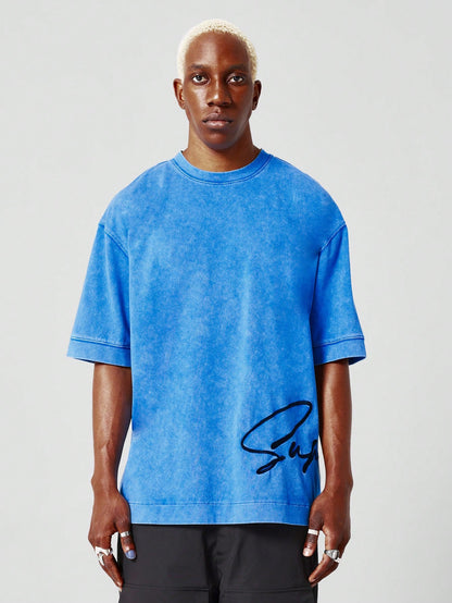 Oversized Fit Washed Tee With Signature Embroidery