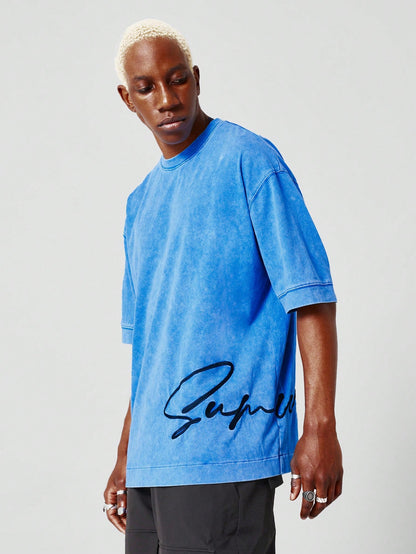 Oversized Fit Washed Tee With Signature Embroidery