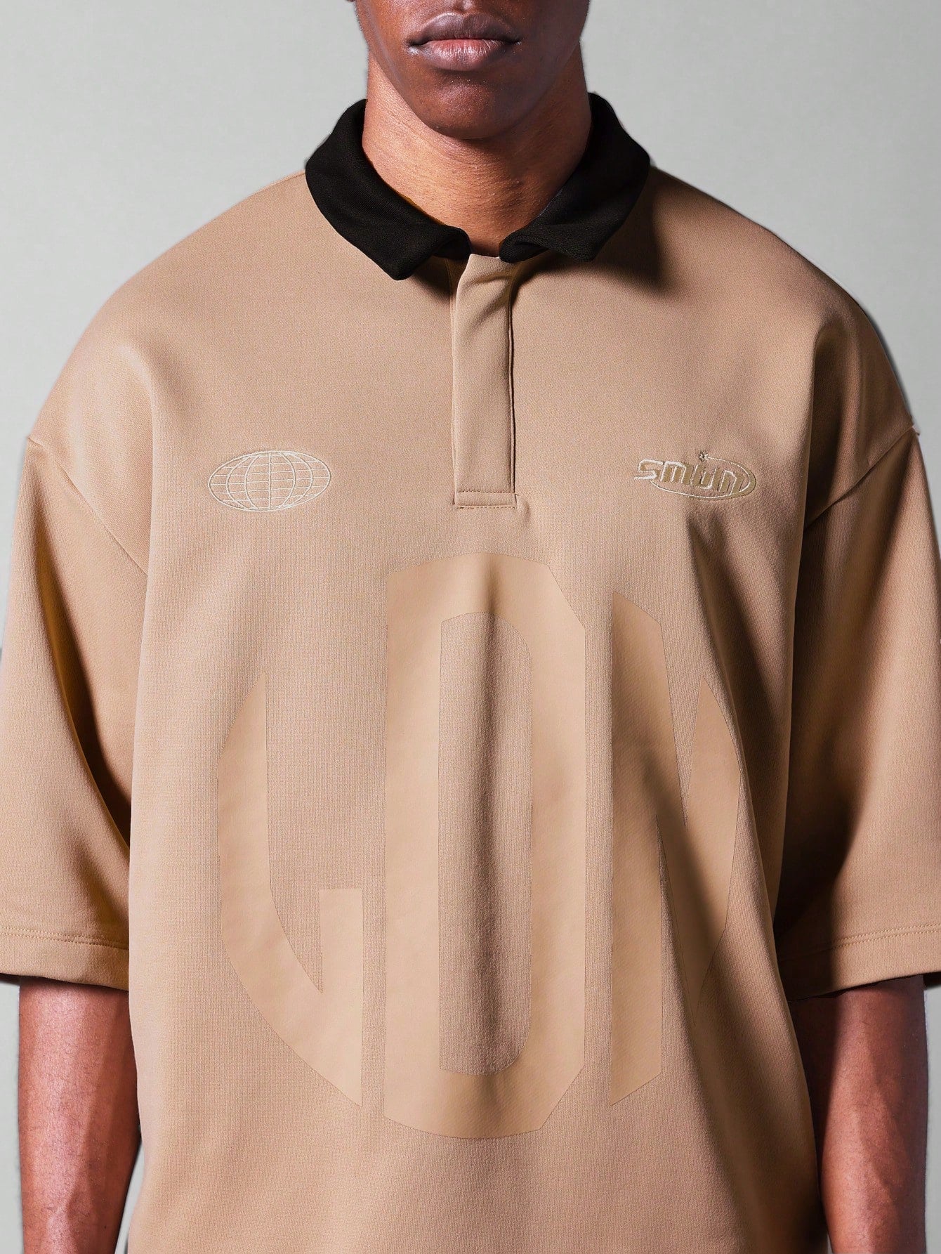 Oversized Fit Polo With Front Print