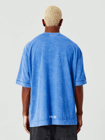 Oversized Fit Washed Tee With City Print