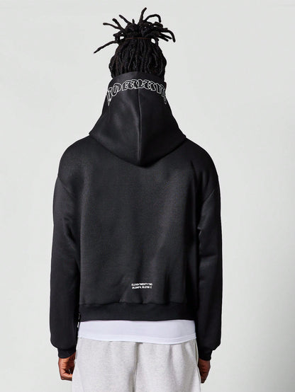 Zip Through Hoodie With Front Print
