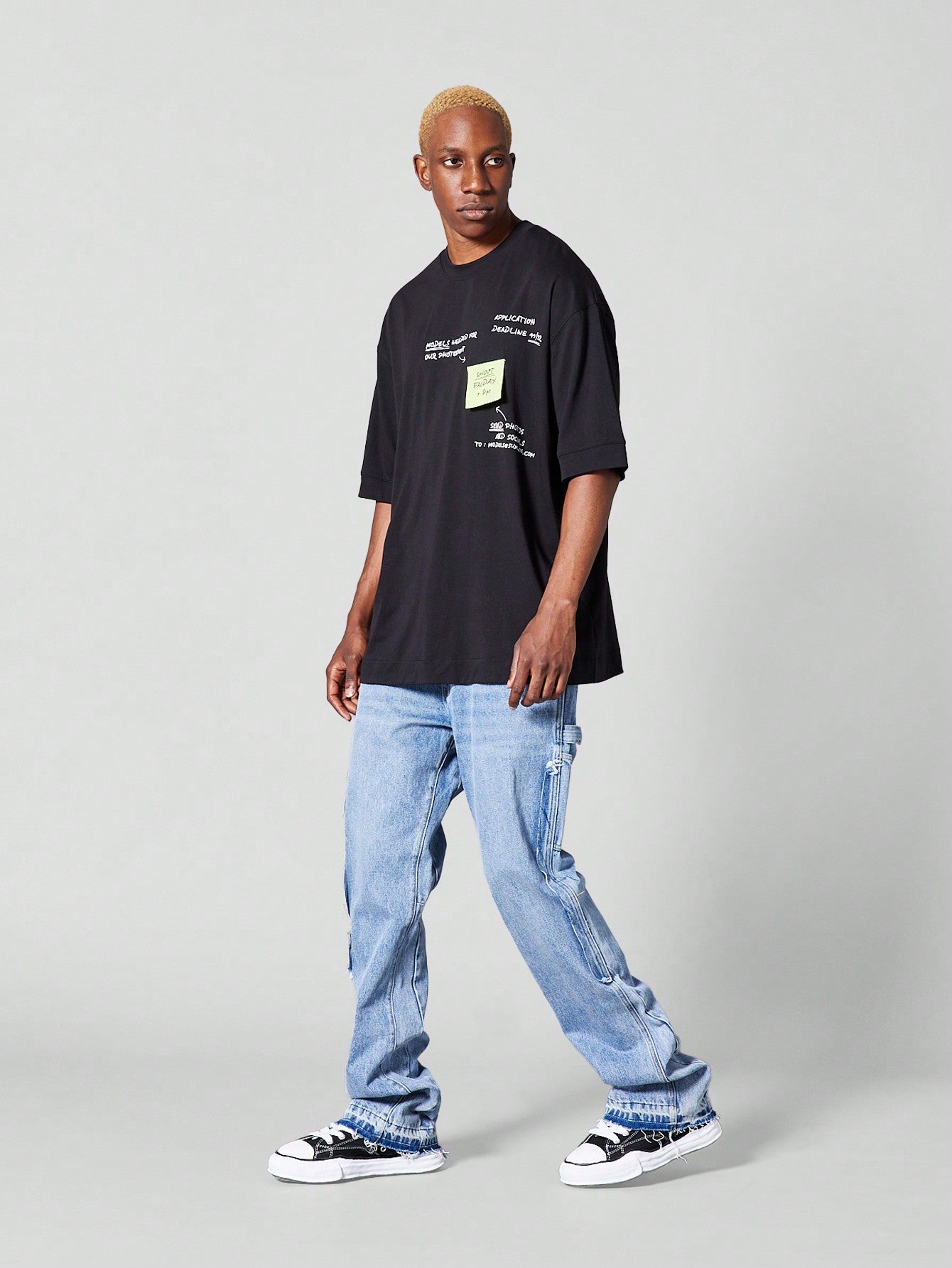 Oversized Fit Tee With Contrast Colour Print