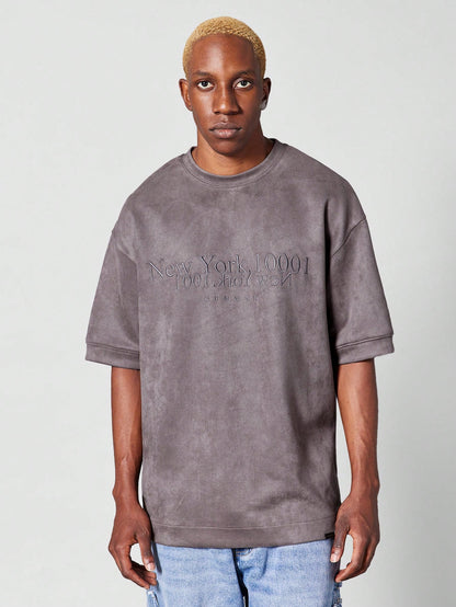 Suedette Tee With Front Embroidery