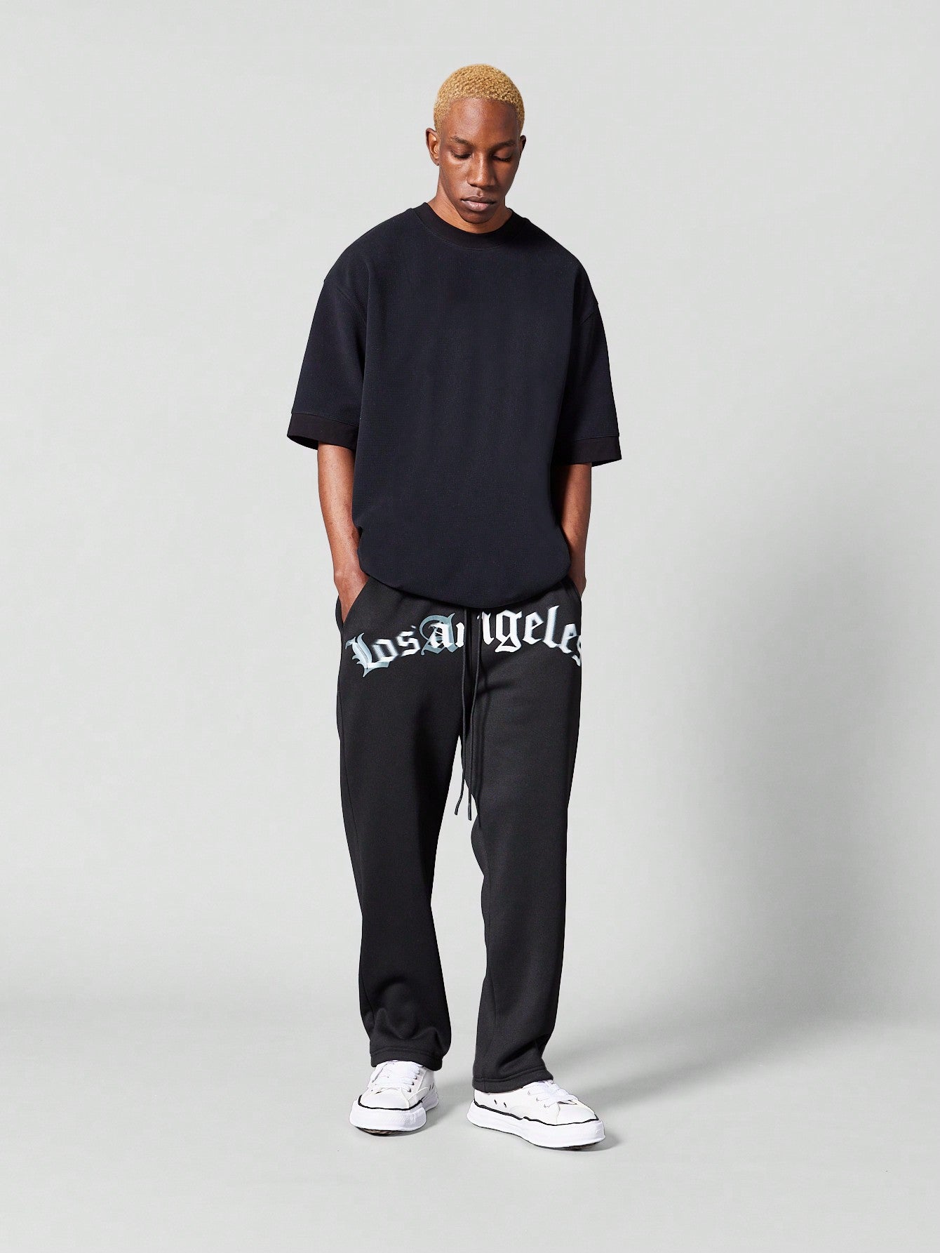 Straight Fit Jogger With Front Los Angeles Print