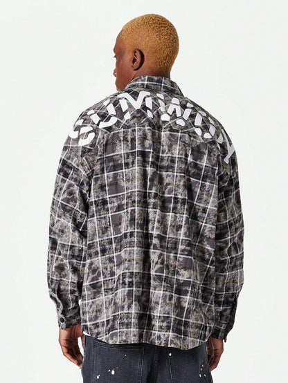 Oversized Fit Checked Shirt With Back Print