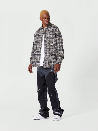 Oversized Fit Checked Shirt With Back Print