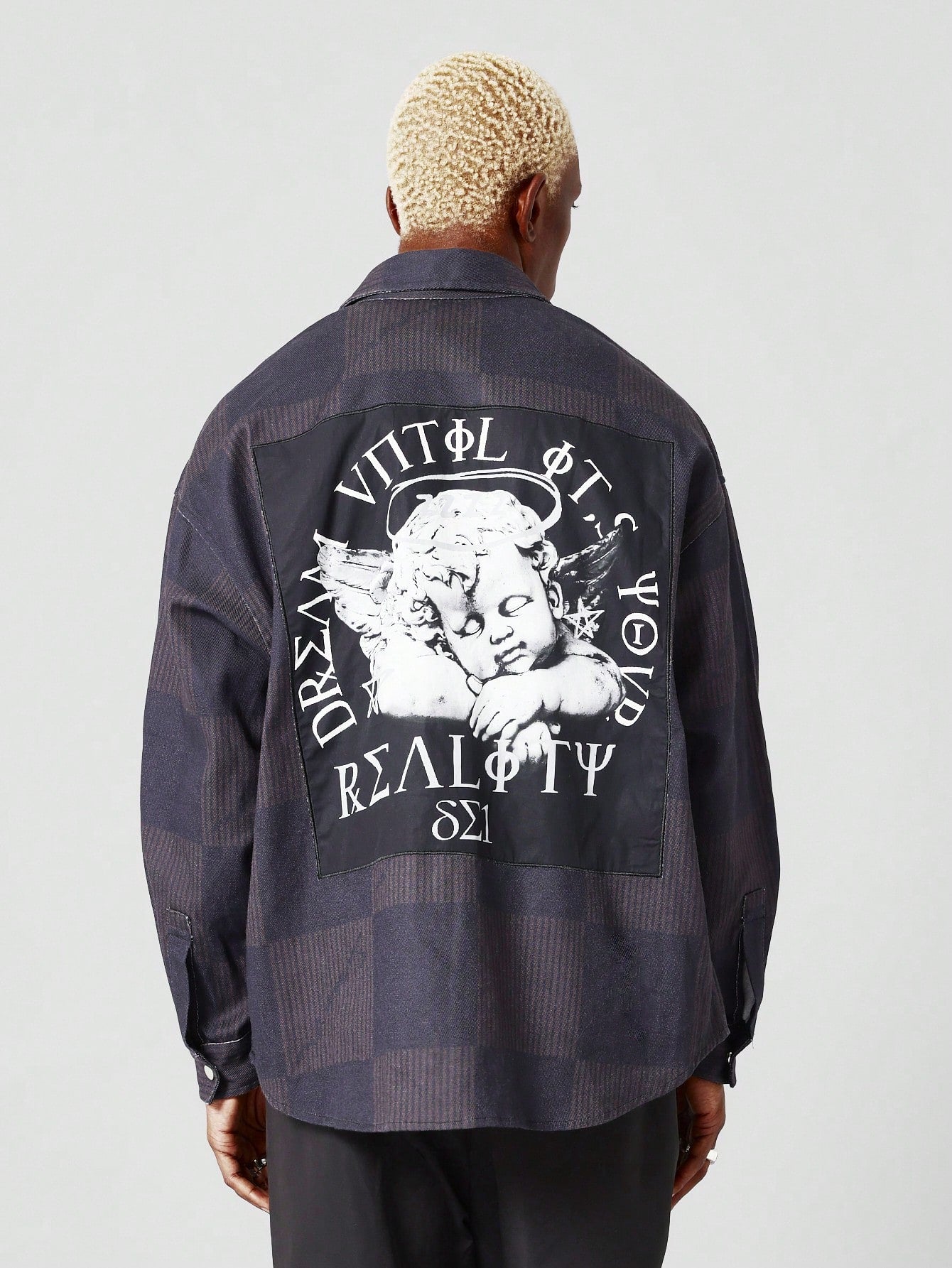 Check Shirt With Back Patch Print