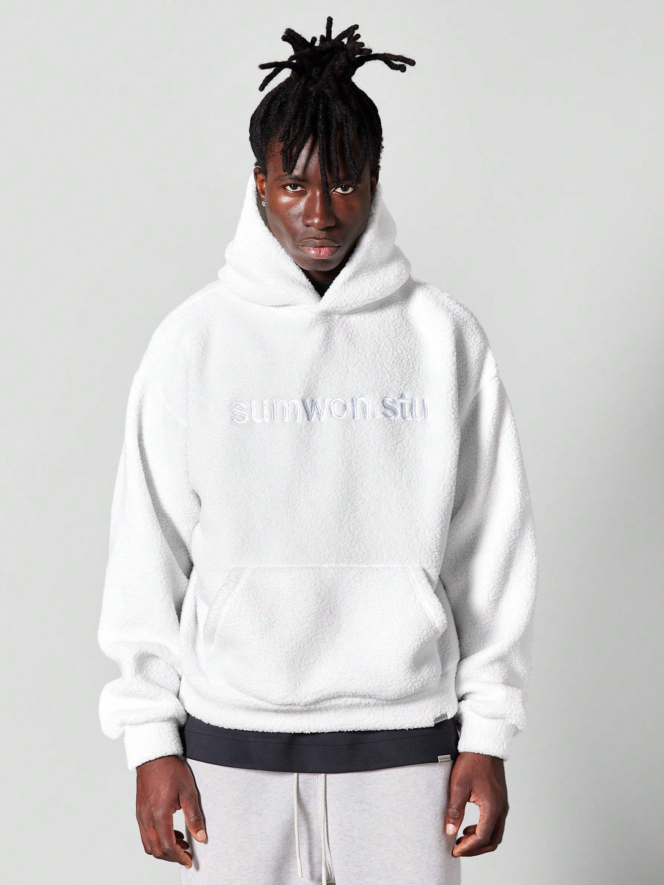 Fleece Hoodie With Front Embroidery