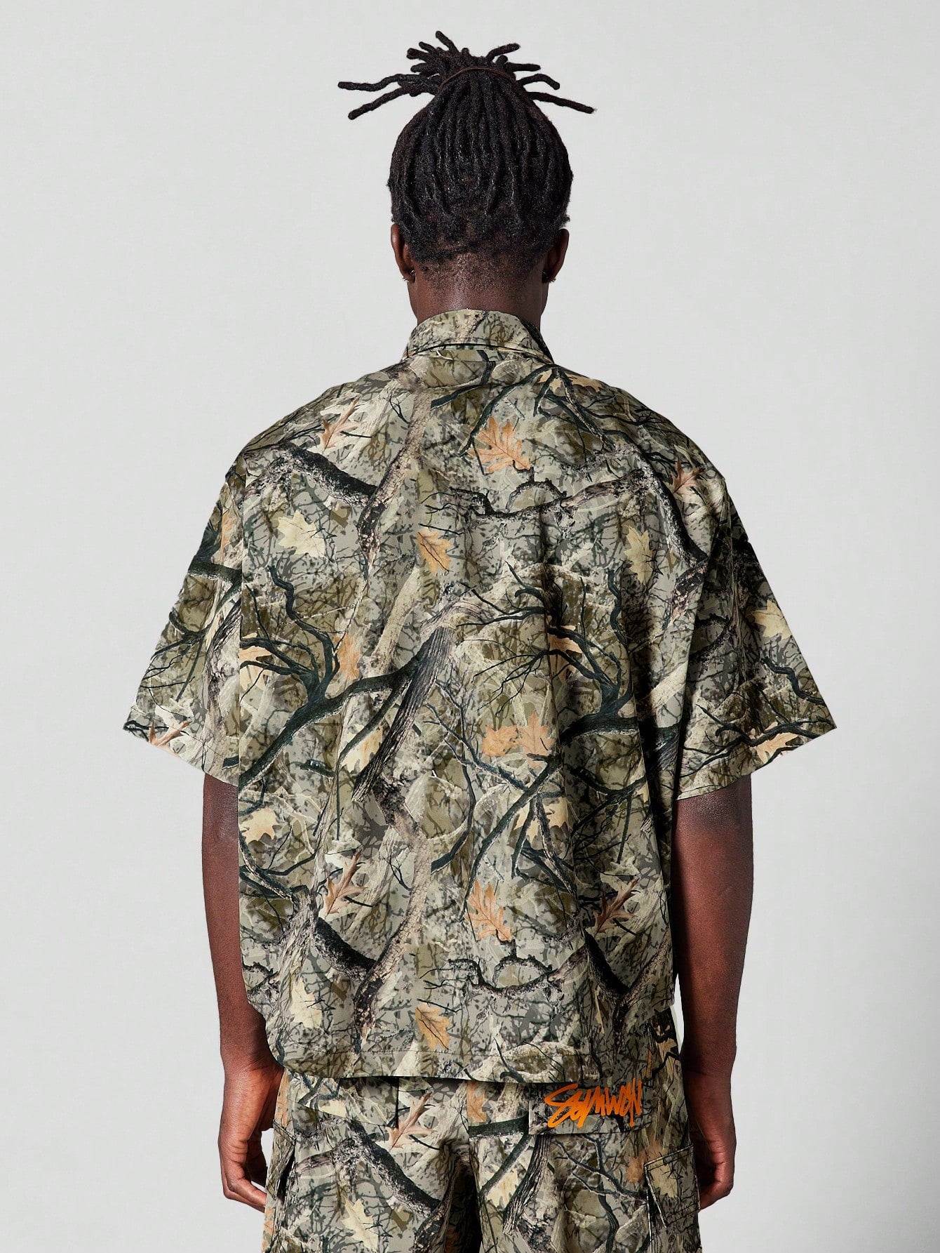 Oversized Fit Short Sleeve All Over Printed Shirt With Front Print