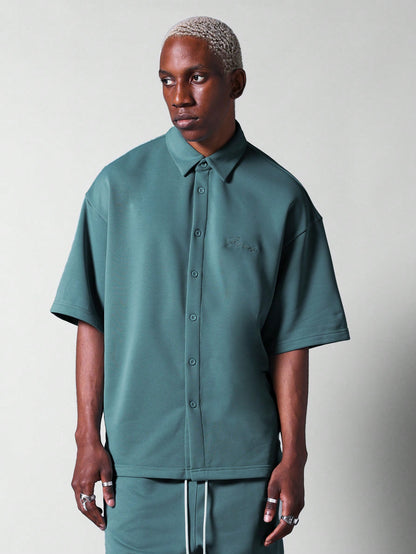 Oversized Fit Jersey Shirt With Embroidered Logo