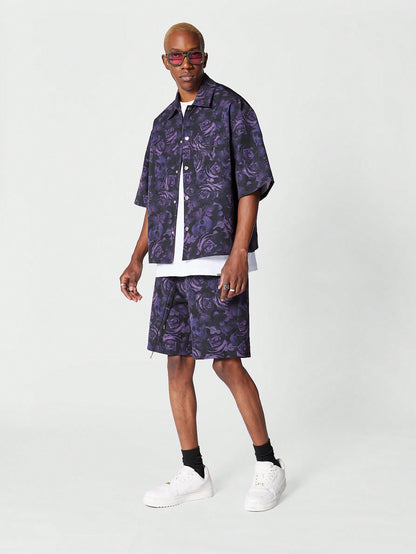 Boxy Fit Nylon Shirt With All Over Print