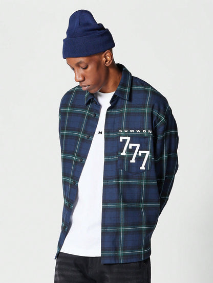 Button Through Checked Shirt With Front Print