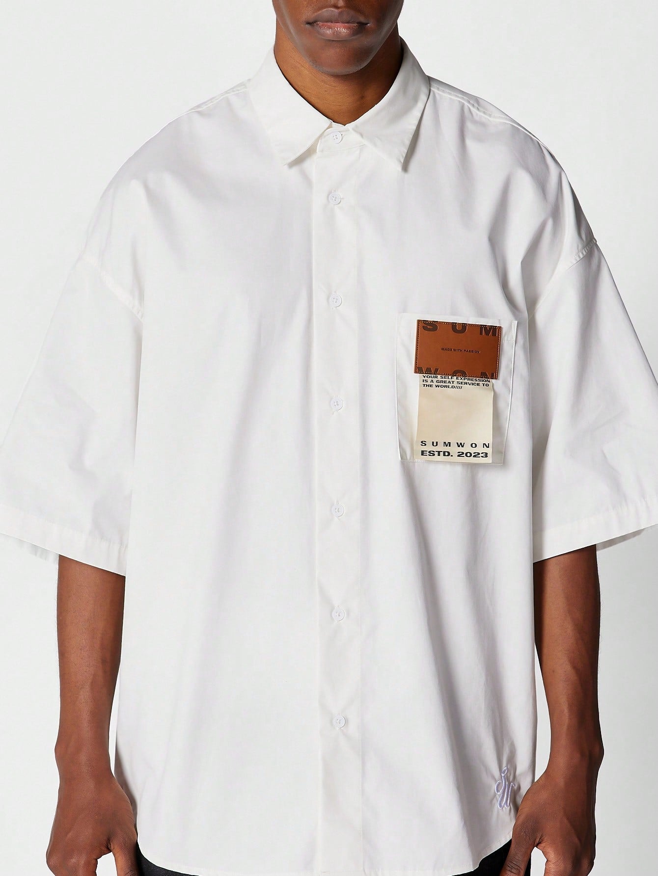 Oversized Fit Poplin Shirt With Badge Pocket