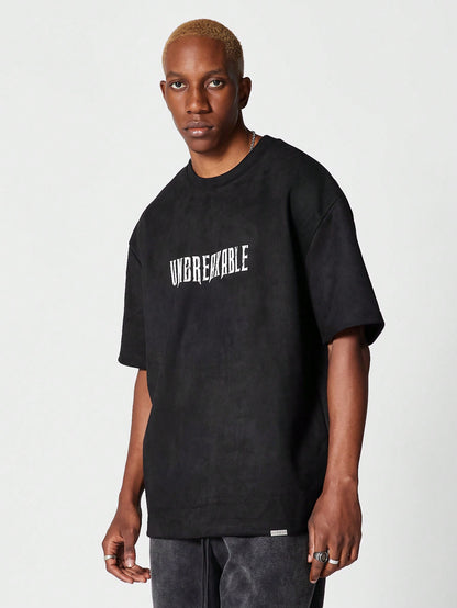 Suedette Tee With Front Print