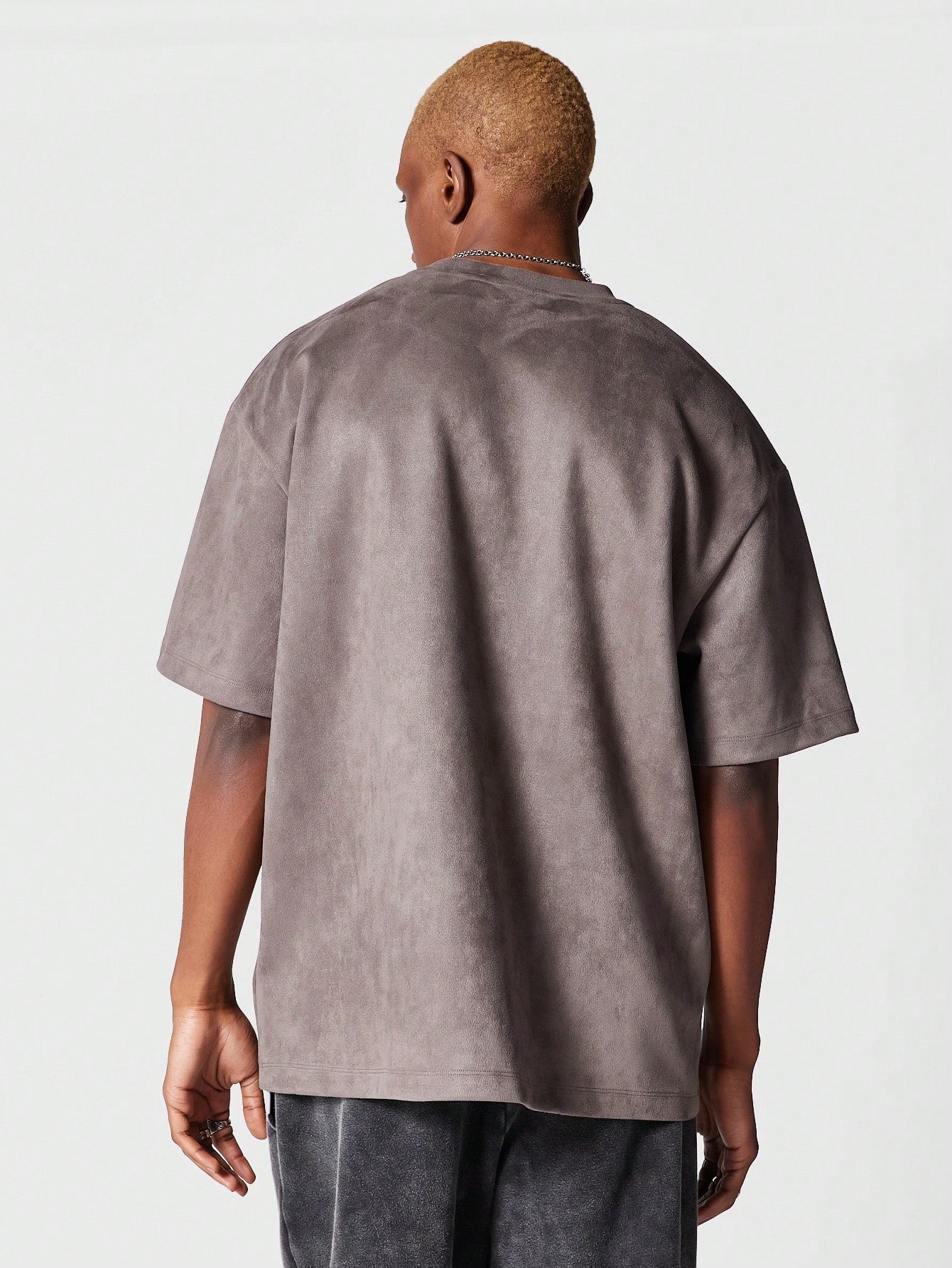 Suedette Tee With Pocket And Rivets