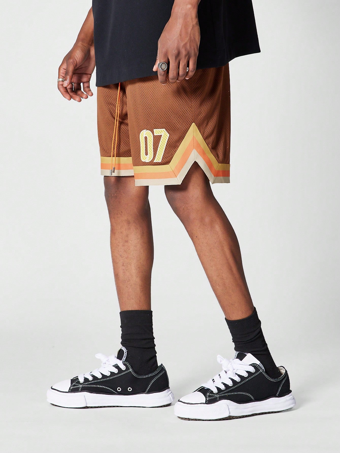 Mesh Short With Front Number Applique