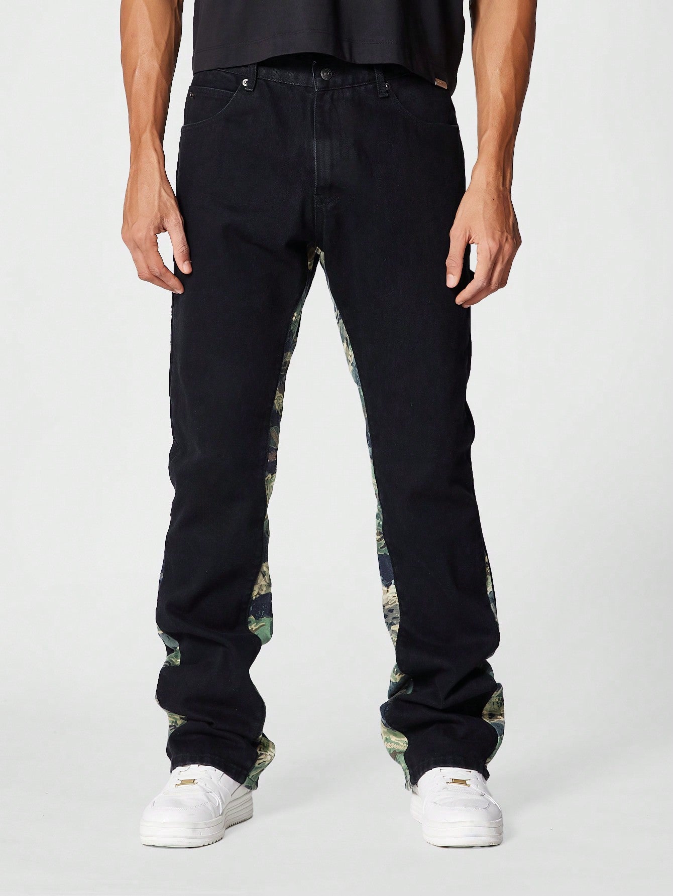 Flare Fit Workwear Jean With All Over Print Panel