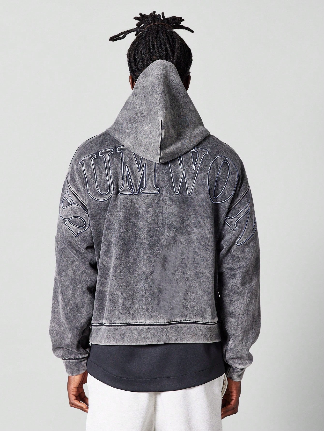 Overhead Washed Hoodie With Back Embroidery