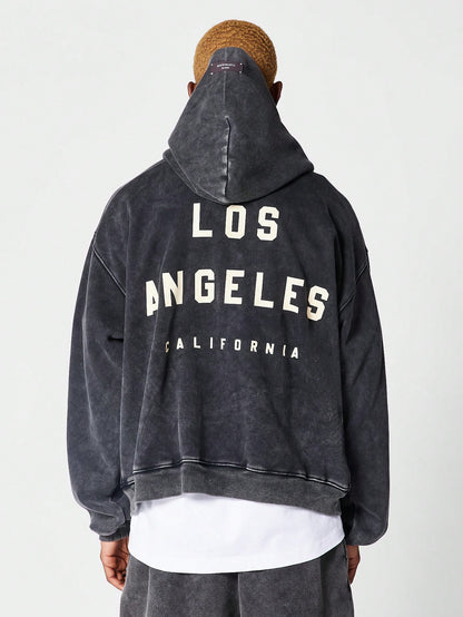 Overhead Washed Hoodie With Front And Back Print