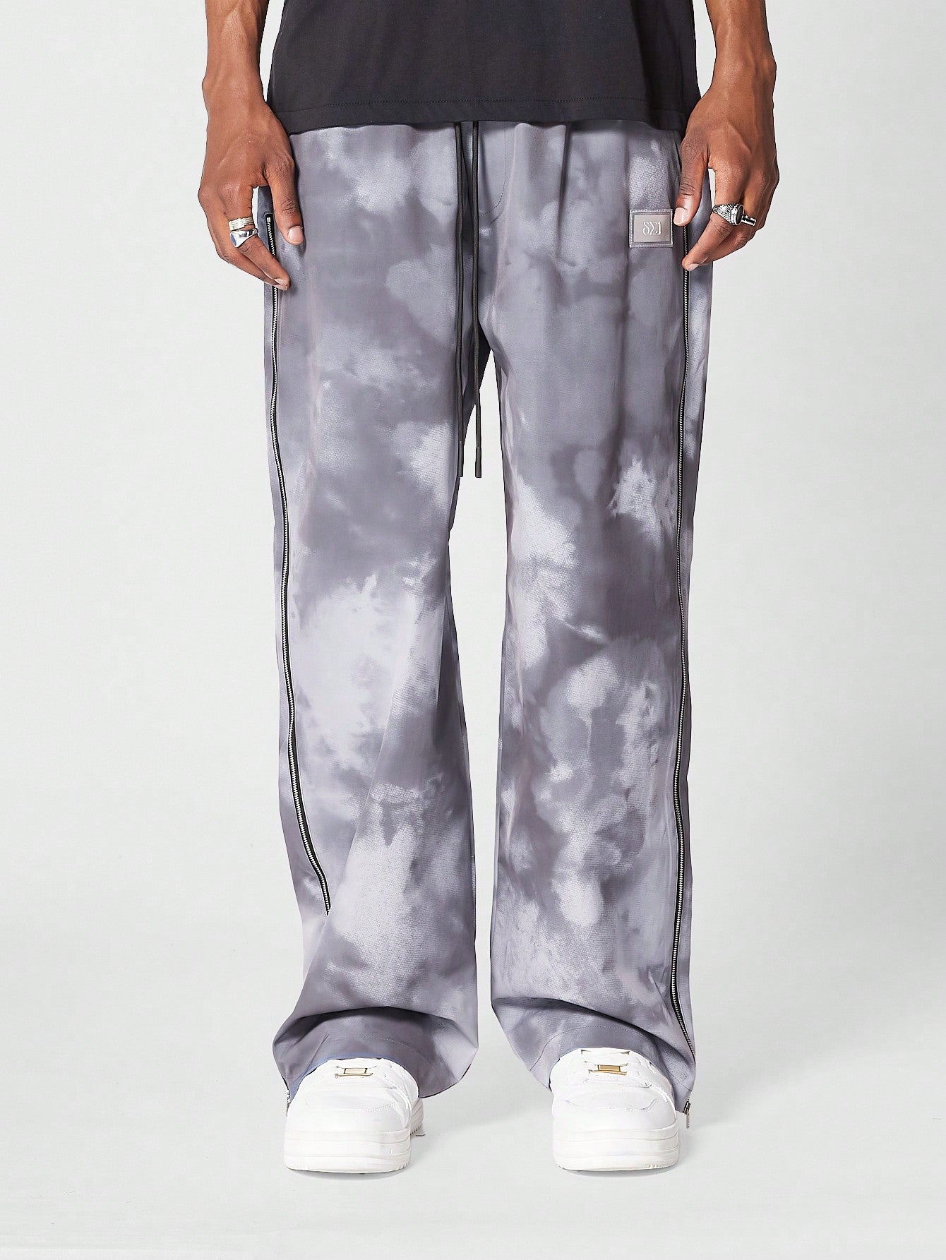 All Over Printed Nylon Trouser With Side Zipper