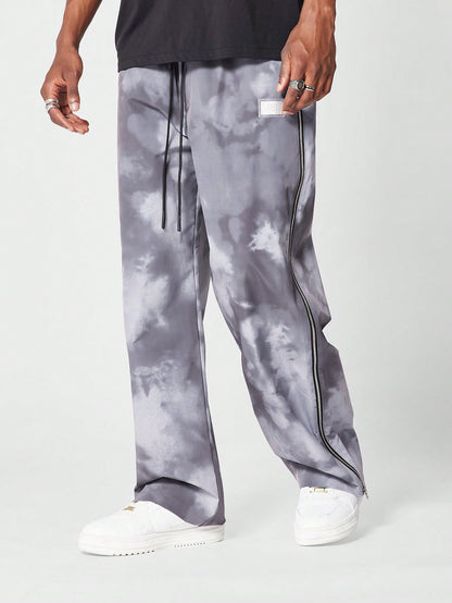 All Over Printed Nylon Trouser With Side Zipper