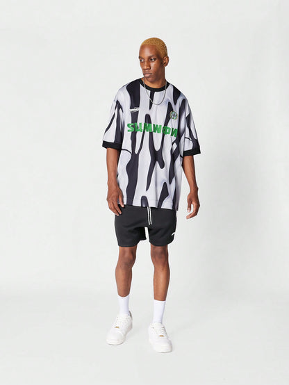 Oversized Fit Football Tee With Front Logo