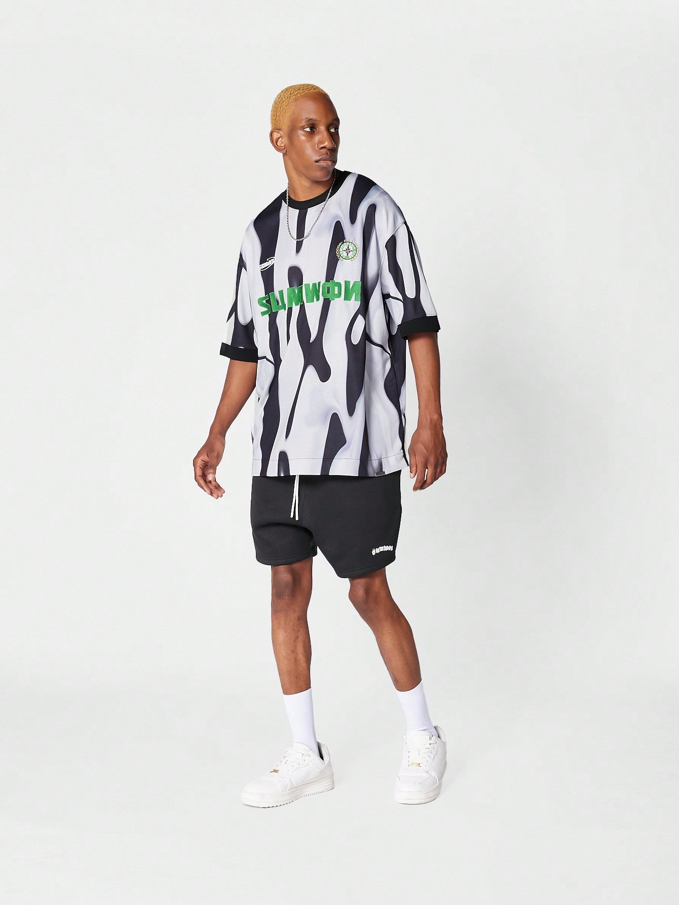 Oversized Fit Football Tee With Front Logo