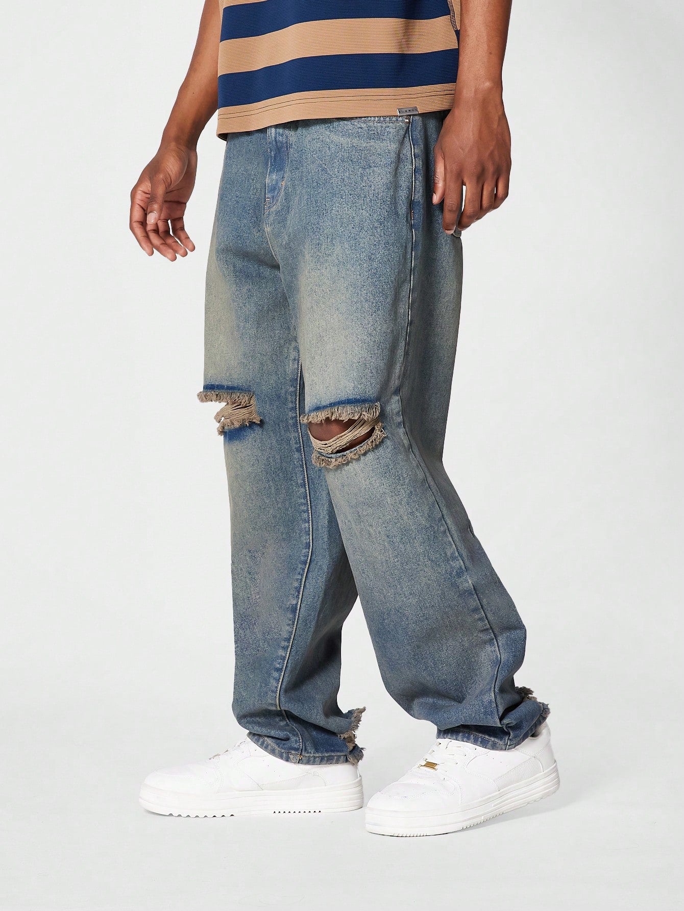 Loose Fit Washed Distressed Jean